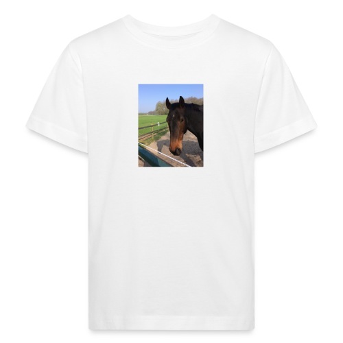 Met bruin paard bedrukt - Kinderen Bio-T-shirt