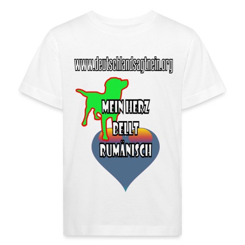 Herz bellt rumänisch - Kinder Bio-T-Shirt
