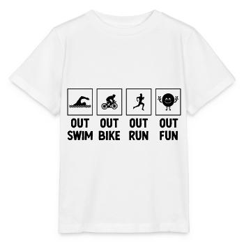 Out Swim Out Bike Out Run Out Fun Triathlon Triath - Stanley/Stella MINI CREATOR Kids’ T-Shirt - white - Front - Maike (125cm)