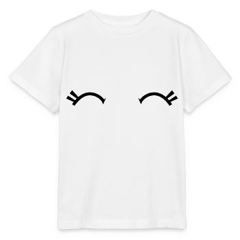 süße fröhliche Kawaii Augen mit Wimpern - Stanley/Stella Kinder T-Shirt MINI CREATOR  - Weiß - Vorne - Maike (125cm)