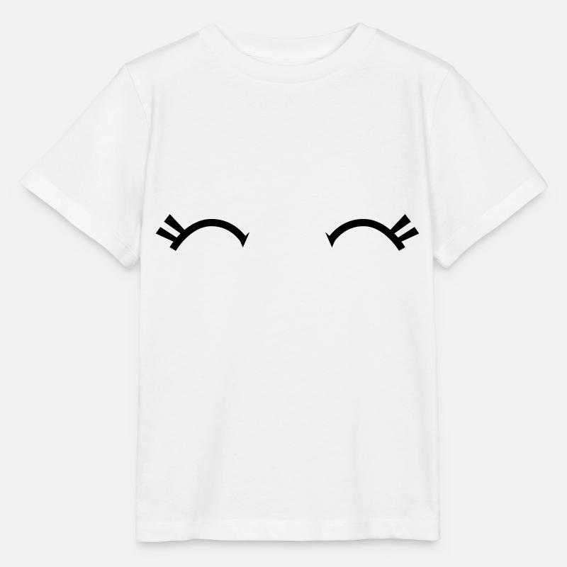 Jolis yeux joyeux de Kawaii avec des cils - T-shirt bio MINI CREATOR Stanley/Stella Enfant - blanc