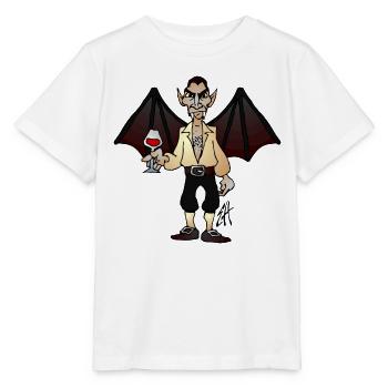 Vampire Dracula with Wine and Bat Wings - Stanley/Stella MINI CREATOR Kids’ T-Shirt - white - Front - Maike (125cm)