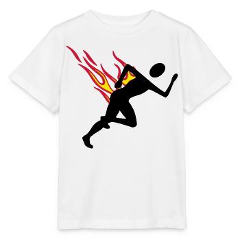 Jogger mit Flammen - Stanley/Stella Kinder T-Shirt MINI CREATOR  - Weiß - Vorne - Maike (125cm)