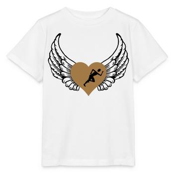 Jogger Herz Flügel - Stanley/Stella Kinder T-Shirt MINI CREATOR  - Weiß - Vorne - Maike (125cm)