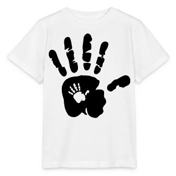 Hand in hand - hands - mama - baby - papa - child - Stanley/Stella MINI CREATOR Kids’ T-Shirt - white - Front - Maike (125cm)