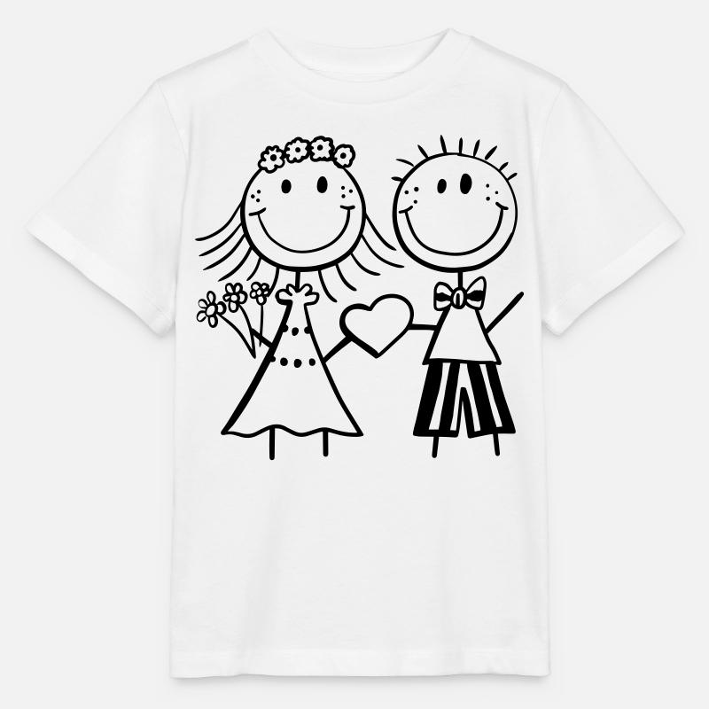 mariée chiffre de bâton drôle et le marié - mariage - Fun - T-shirt bio MINI CREATOR Stanley/Stella Enfant - blanc