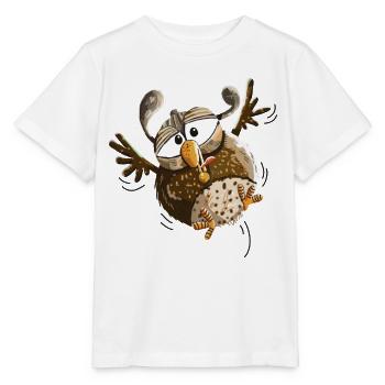 Fluttering owl flying low - owls - funny - Stanley/Stella MINI CREATOR Kids’ T-Shirt - white - Front - Maike (125cm)