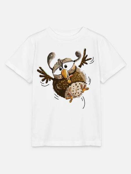Flatternde Eule im Tiefflug - Eulen - Lustig - Stanley/Stella Kinder T-Shirt MINI CREATOR - Weiß