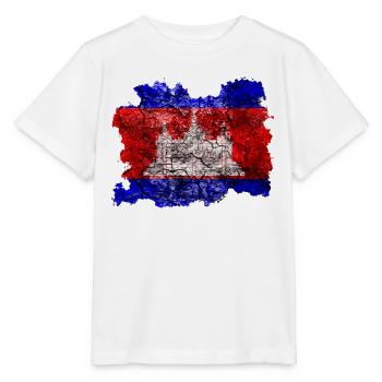 Kambodscha Vintage Flagge - Stanley/Stella Kinder T-Shirt MINI CREATOR  - Weiß - Vorne - Maike (125cm)