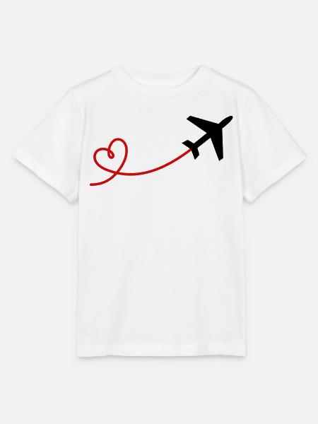 Flugzeug Flieger mit Herz in schwarz rot - Stanley/Stella Kinder T-Shirt MINI CREATOR - Weiß