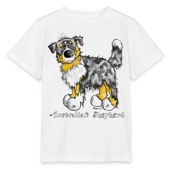 Australian Shepherd – Aussie – Hütehund - Stanley/Stella Kinder T-Shirt MINI CREATOR  - Weiß - Vorne - Maike (125cm)