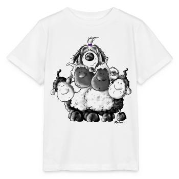 Bearded Collie and sheep - Herding dog design - Stanley/Stella MINI CREATOR Kids’ T-Shirt - white - Front - Maike (125cm)