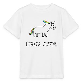 Death Metal Einhorn - Stanley/Stella Kinder T-Shirt MINI CREATOR  - Weiß - Vorne - Maike (125cm)
