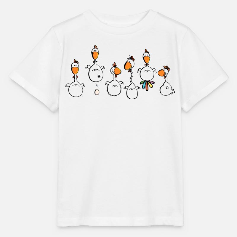 Crazy Chickens - poule - poluets - coq - T-shirt bio MINI CREATOR Stanley/Stella Enfant - blanc