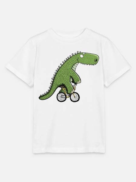 Cooler Radfahrer Dinosaurier I Fahrrad T Rex Dino - Stanley/Stella Kinder T-Shirt MINI CREATOR - Weiß