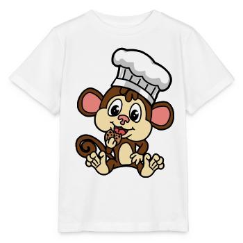 Lustiger kleiner Affe mit Keks kleiner Baecker - Stanley/Stella Kinder T-Shirt MINI CREATOR  - Weiß - Vorne - Maike (125cm)