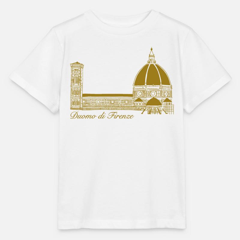 Cathédrale de Florence, dessinée à la main - T-shirt bio MINI CREATOR Stanley/Stella Enfant - blanc
