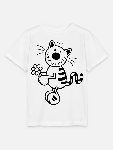 Katze mit Blume - Stanley/Stella Kinder T-Shirt MINI CREATOR - Weiß