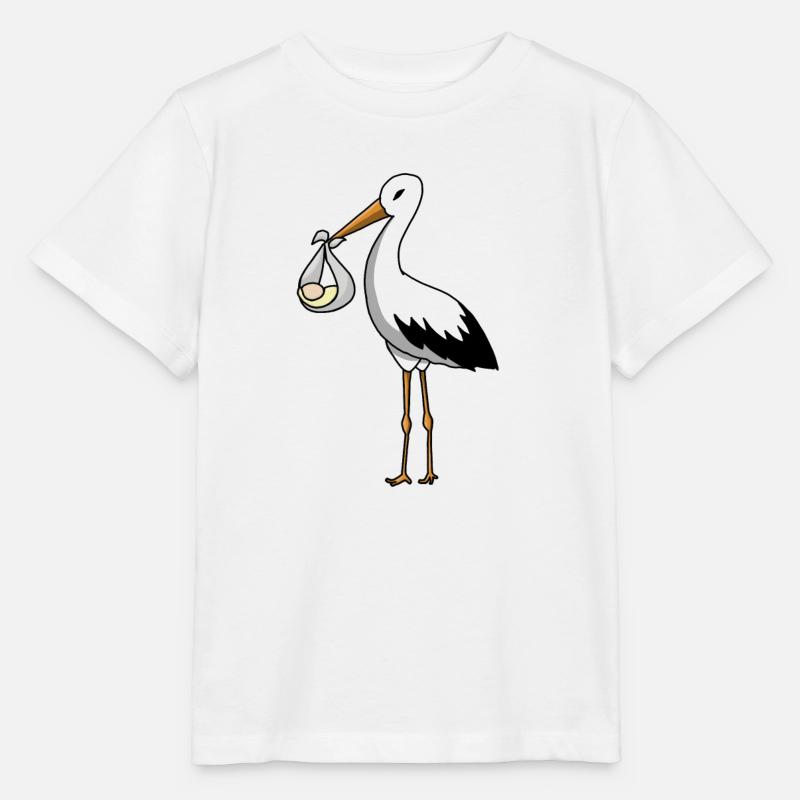 La cigogne amène le bébé - T-shirt bio MINI CREATOR Stanley/Stella Enfant - blanc