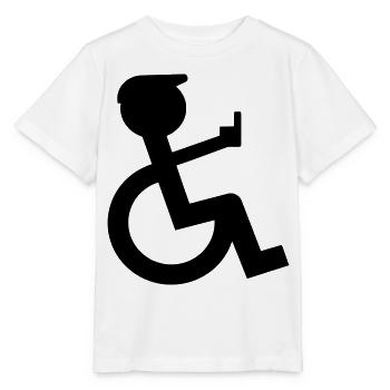 Un passager en fauteuil roulant fait un doigt d’honneur # - T-shirt bio MINI CREATOR Stanley/Stella Enfant - blanc - Devant - Maike (125cm)
