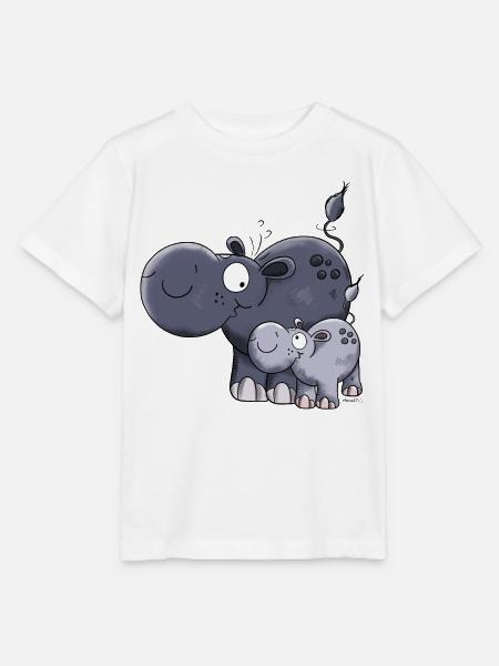 Nilpferd Familie - Stanley/Stella Kinder T-Shirt MINI CREATOR  - Weiß