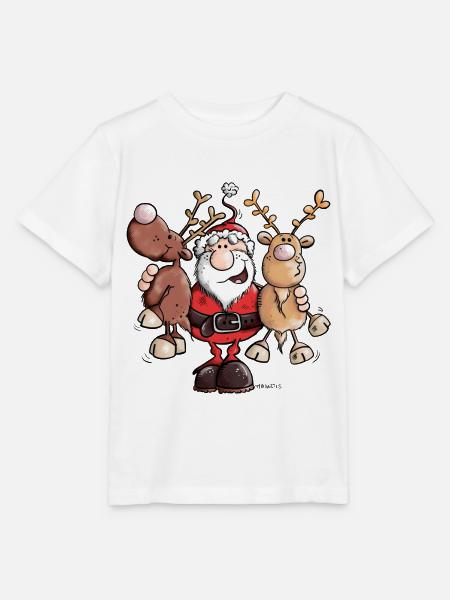 Weihnachtsmann umarmt Rentiere - Stanley/Stella Kinder T-Shirt MINI CREATOR - Weiß