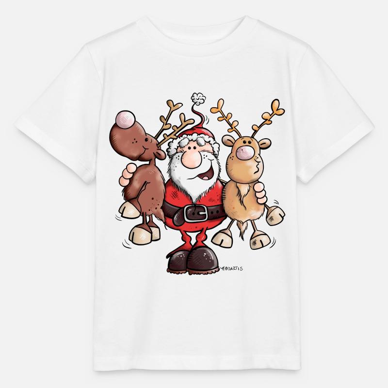 Weihnachtsmann umarmt Rentiere - Stanley/Stella Kinder T-Shirt MINI CREATOR  - Weiß