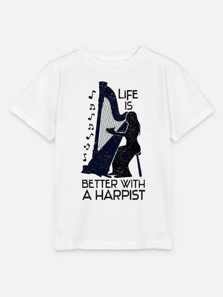 Life is Better with a Harpist - Stanley/Stella Kinder T-Shirt MINI CREATOR - Weiß