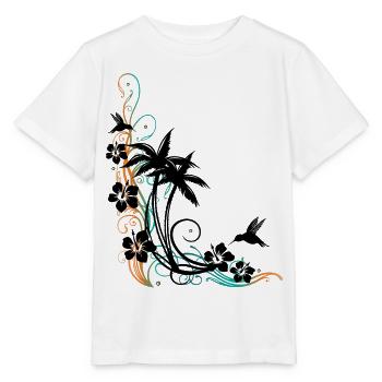 Palmen Hibiskus Kolibri Sommer - Stanley/Stella Kinder T-Shirt MINI CREATOR  - Weiß - Vorne - Maike (125cm)