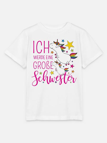Große Schwester Einhorn Einhörner pink Sterne bunt - Stanley/Stella Kinder T-Shirt MINI CREATOR  - Weiß