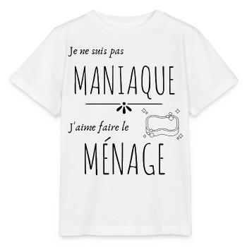 Pas maniaque j'aime le ménage - T-shirt bio MINI CREATOR Stanley/Stella Enfant - blanc - Devant - Maike (125cm)