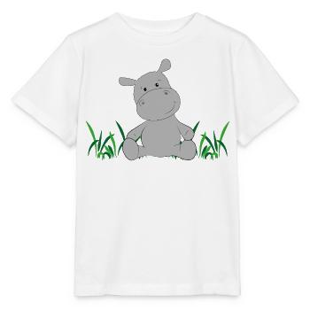 Nilpferd auf Wiese - Stanley/Stella Kinder T-Shirt MINI CREATOR  - Weiß - Vorne - Maike (125cm)