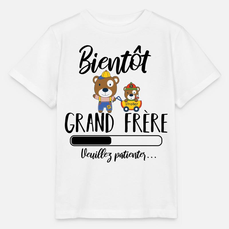 bientôt grand frère ourson - T-shirt bio MINI CREATOR Stanley/Stella Enfant - blanc