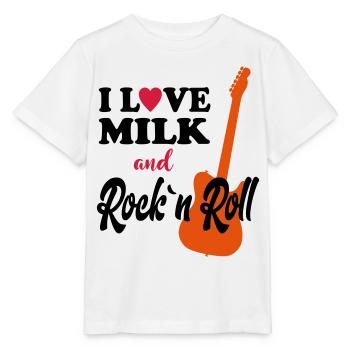 Child baby birthday saying milk rockn roll music - Stanley/Stella MINI CREATOR Kids’ T-Shirt - white - Front - Maike (125cm)