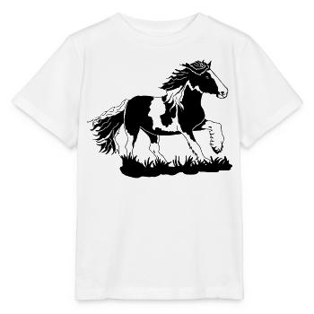 Noble Tinker galloping equestrian horses - Stanley/Stella MINI CREATOR Kids’ T-Shirt - white - Front - Maike (125cm)