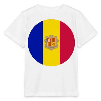 Runde Aufkleber Flagge von Andorra runder Aufkleber - Stanley/Stella Kinder T-Shirt MINI CREATOR  - Weiß - Vorne - Maike (125cm)