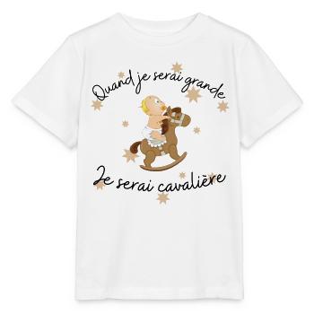 Quand je serai grande Je serai cavalière - T-shirt bio MINI CREATOR Stanley/Stella Enfant - blanc - Devant - Maike (125cm)