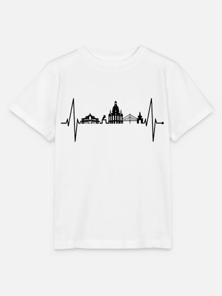 Dresden Skyline Herzschlag Dresdner Herz Liebe Fan - Stanley/Stella Kinder T-Shirt MINI CREATOR - Weiß