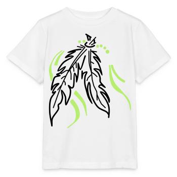 Liés ensemble – Plumes spirituelles - T-shirt bio MINI CREATOR Stanley/Stella Enfant - blanc - Devant - Maike (125cm)
