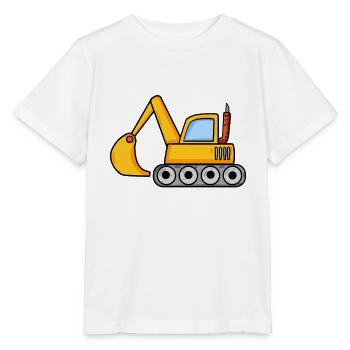 Bagger Baustelle Fahrzeug - Stanley/Stella Kinder T-Shirt MINI CREATOR  - Weiß - Vorne - Maike (125cm)