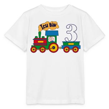 Ich bin 3 | Lokomotive | dritter Geburtstag - Stanley/Stella Kinder T-Shirt MINI CREATOR  - Weiß - Vorne - Maike (125cm)