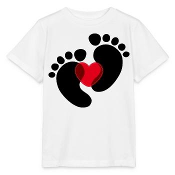 Herz Schwanger Babyfüße - Stanley/Stella Kinder T-Shirt MINI CREATOR  - Weiß - Vorne - Maike (125cm)