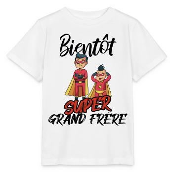 bientôt super grand frère héros naissance - T-shirt bio MINI CREATOR Stanley/Stella Enfant - blanc - Devant - Maike (125cm)