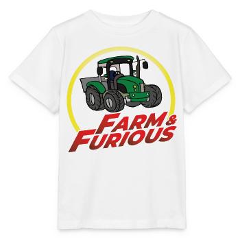 Farm and Furious - Humor Parody Tractor - Stanley/Stella MINI CREATOR Kids’ T-Shirt - white - Front - Maike (125cm)