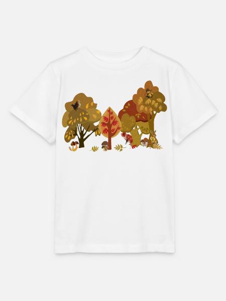 Herbstwald Tierwelt Silhouette - Stanley/Stella Kinder T-Shirt MINI CREATOR  - Weiß