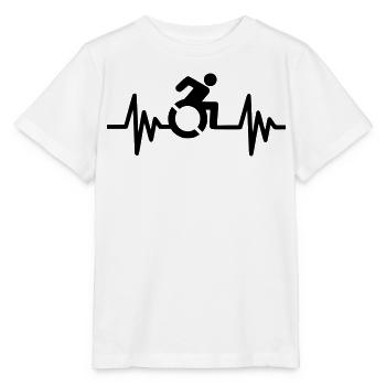 Image du symbole du fauteuil roulant avec fréquence cardiaque * - T-shirt bio MINI CREATOR Stanley/Stella Enfant - blanc - Devant - Maike (125cm)
