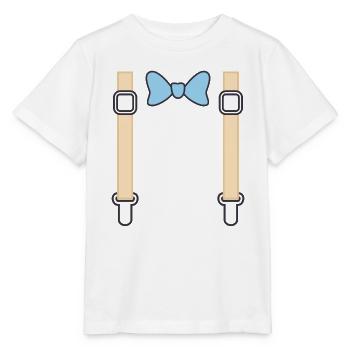 Bow Tie and Suspenders - noeud papillon bretelles - T-shirt bio MINI CREATOR Stanley/Stella Enfant - blanc - Devant - Maike (125cm)