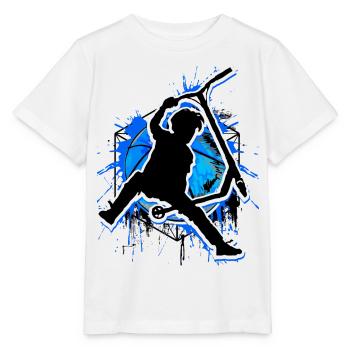 Scooter - Stuntscooter - Trottinett - Roller Blau - Stanley/Stella Kinder T-Shirt MINI CREATOR  - Weiß - Vorne - Maike (125cm)