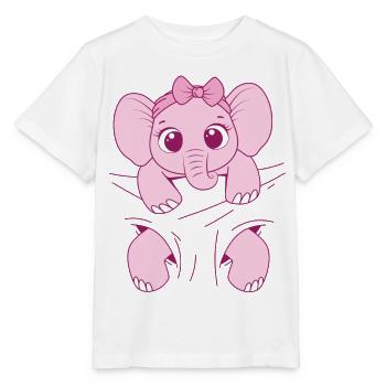 Babyelefant tragen Elefantenbaby rosa Baby Elefant - Stanley/Stella Kinder T-Shirt MINI CREATOR  - Weiß - Vorne - Maike (125cm)