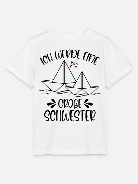 Papierschiff Schiff Ich werde eine große Schwester - Stanley/Stella Kinder T-Shirt MINI CREATOR - Weiß